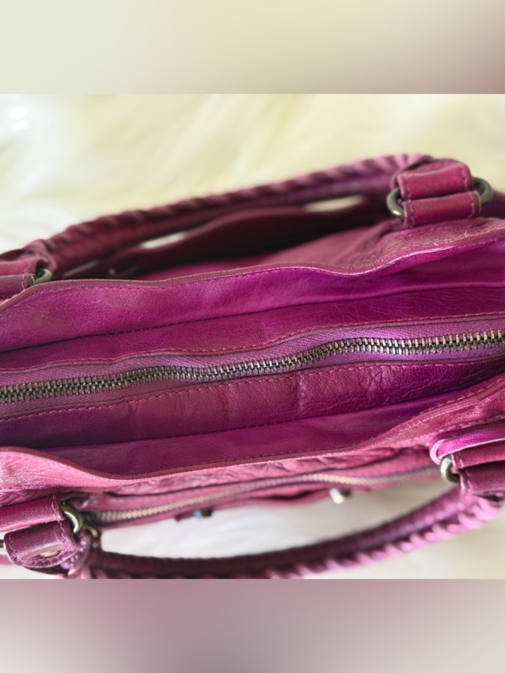 BALENCIAGA CITY BAG FIRST BAG 2005 CHÈVRE LEATHER PURPLE VINTAGE W/MIRROR - Picture 11 of 16